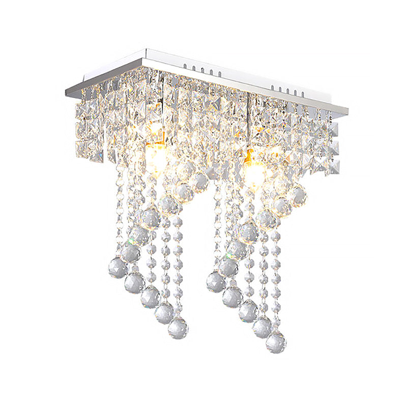 Spiral Ceiling Light Modern Crystal 1/2 Light Chrome Flush Mount Light for Balcony, 8"/15" Wide Clearhalo 'Ceiling Lights' 'Close To Ceiling Lights' 'Close to ceiling' 'Flush mount' Lighting' 221168