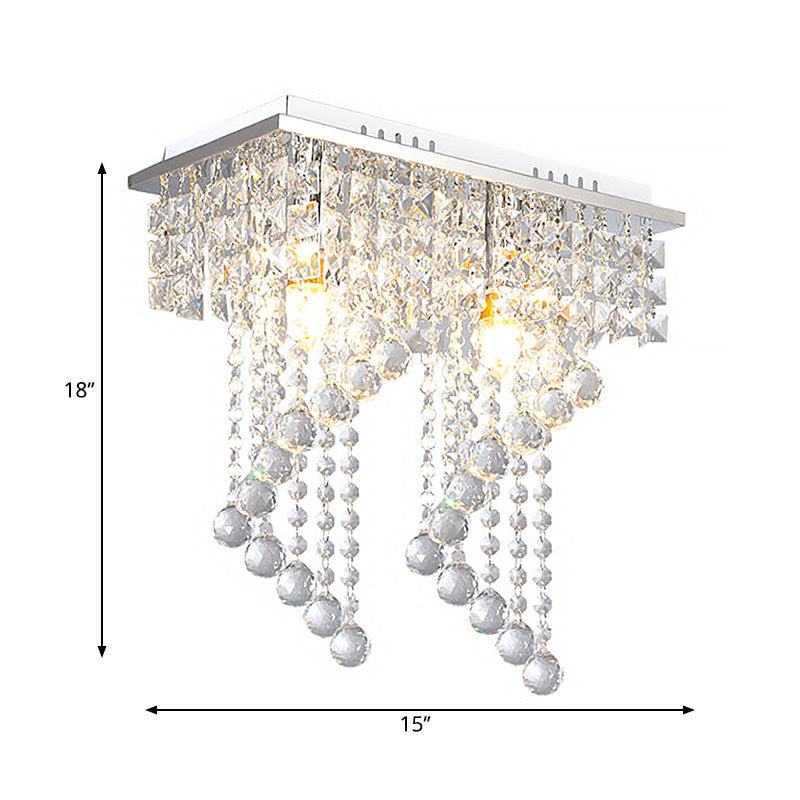 Spiral Ceiling Light Modern Crystal 1/2 Light Chrome Flush Mount Light for Balcony, 8"/15" Wide Clearhalo 'Ceiling Lights' 'Close To Ceiling Lights' 'Close to ceiling' 'Flush mount' Lighting' 221169