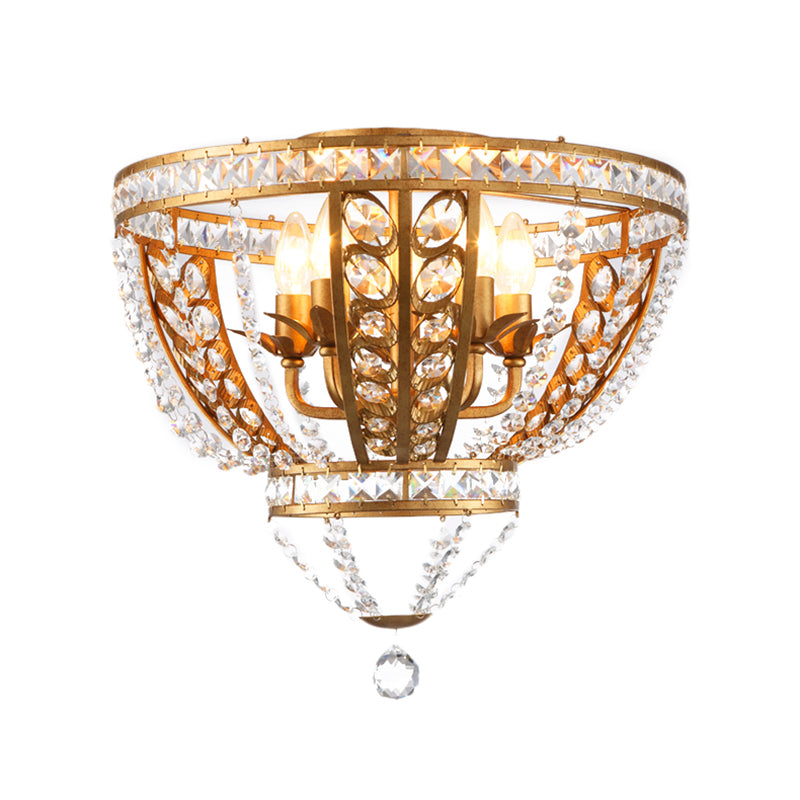 Dome Corridor Flush Mount Light Crystal and Metal 5 Lights Modern Ceiling Mount Fixture Clearhalo 'Ceiling Lights' 'Close To Ceiling Lights' 'Close to ceiling' 'Semi-flushmount' Lighting' 221226