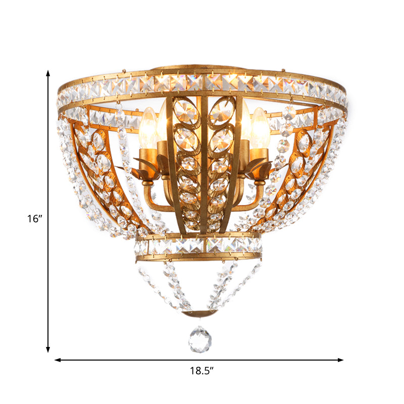 Dome Corridor Flush Mount Light Crystal and Metal 5 Lights Modern Ceiling Mount Fixture Clearhalo 'Ceiling Lights' 'Close To Ceiling Lights' 'Close to ceiling' 'Semi-flushmount' Lighting' 221227