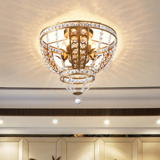 Dome Corridor Flush Mount Light Crystal and Metal 5 Lights Modern Ceiling Mount Fixture Clearhalo 'Ceiling Lights' 'Close To Ceiling Lights' 'Close to ceiling' 'Semi-flushmount' Lighting' 221229