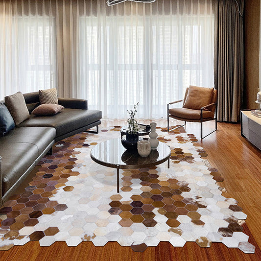 Creative Geo Printed Rug Brown Cowhide Area Rug Pet Friendly Easy Care Indoor Rug for Decoration Clearhalo 'Area Rug' 'Modern' 'Rugs' Rug' 2213260