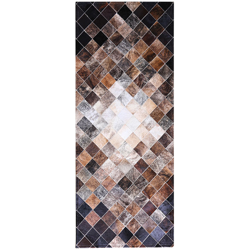 Multi Colored Bedroom Rug Cyberpunk Geo Patterned Area Carpet Cowhide Hand Worked Pet Friendly Rug Clearhalo 'Area Rug' 'Rug' 2213286