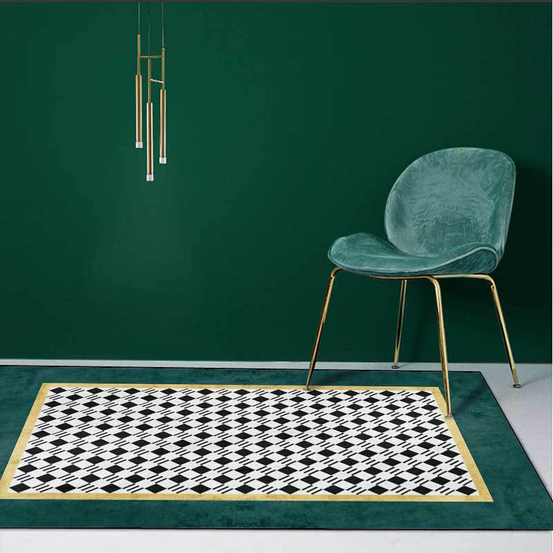 Blackish Green Simplicity Rug Polypropylene Plaid Pattern Area Rug Anti-Slip Machine Washable Carpet for Home Decor Clearhalo 'Area Rug' 'Rug' 2213599