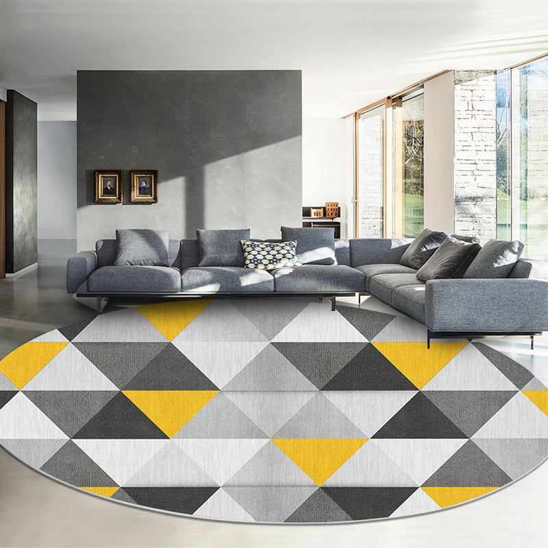 Trendy Geo Patterned Rug Multi Color Cotton Blend Carpet Pet Friendly Easy Care Indoor Rug for Parlor Gray-Yellow Clearhalo 'Area Rug' 'Modern' 'Rugs' Rug' 2213609