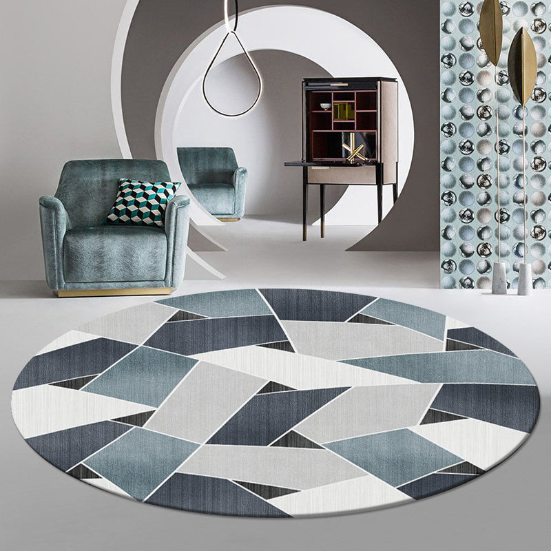 Trendy Geo Patterned Rug Multi Color Cotton Blend Carpet Pet Friendly Easy Care Indoor Rug for Parlor Dark Blue-Gray Clearhalo 'Area Rug' 'Modern' 'Rugs' Rug' 2213615