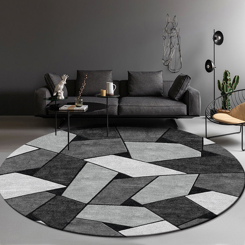 Trendy Geo Patterned Rug Multi Color Cotton Blend Carpet Pet Friendly Easy Care Indoor Rug for Parlor Dark Gray-Black Clearhalo 'Area Rug' 'Modern' 'Rugs' Rug' 2213619