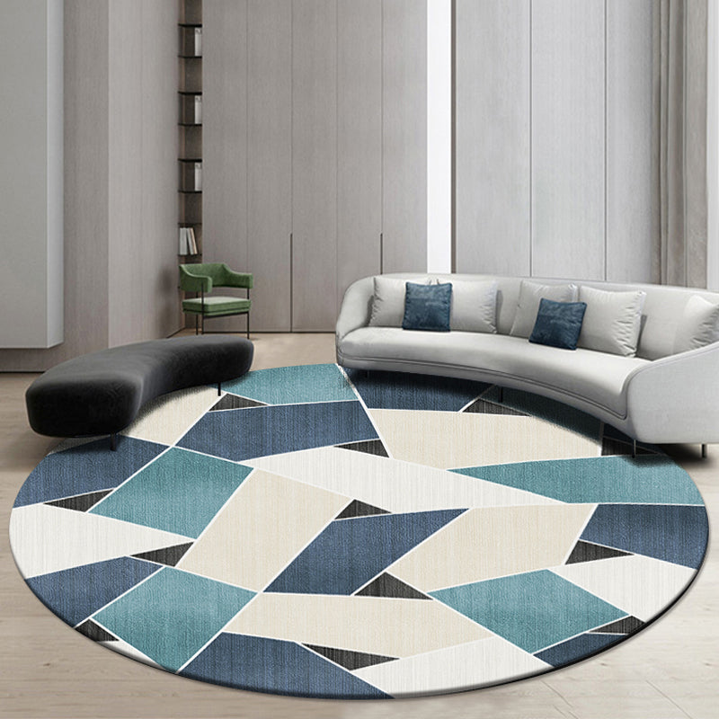 Trendy Geo Patterned Rug Multi Color Cotton Blend Carpet Pet Friendly Easy Care Indoor Rug for Parlor Dark Blue-White Clearhalo 'Area Rug' 'Modern' 'Rugs' Rug' 2213621