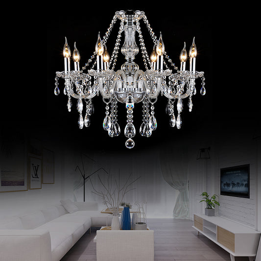 Clear Crystal Candelabra Chandelier Light Modern 6/8 Lights Hanging Ceiling Light for Living Room 8 Clear Clearhalo 'Ceiling Lights' 'Chandeliers' 'Clear' 'Industrial' 'Modern Chandeliers' 'Modern' 'Tiffany' 'Traditional Chandeliers' Lighting' 221384