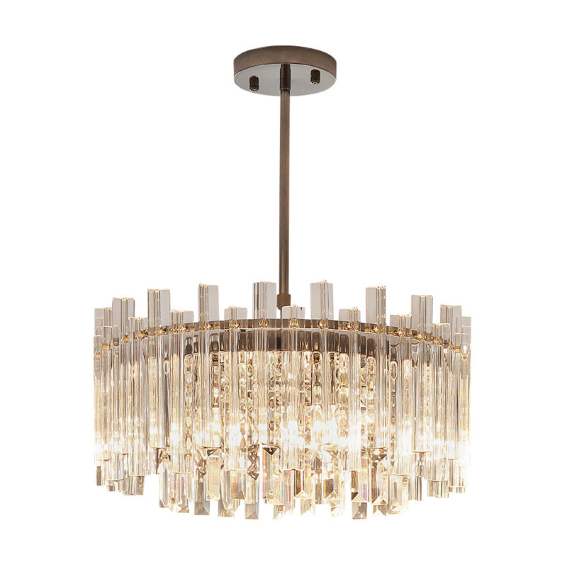 Circular Chandelier Light Fixture Contemporary Crystal Block 5 Lights Dining Room Hanging Lamp in Chrome Clearhalo 'Ceiling Lights' 'Chandeliers' 'Modern Chandeliers' 'Modern' Lighting' 221390