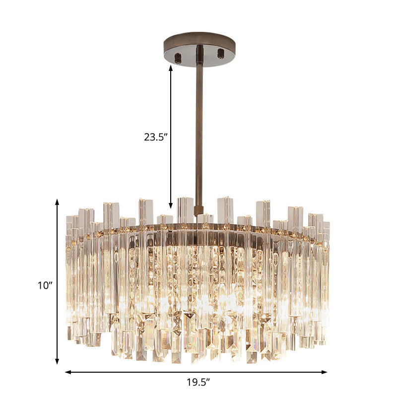 Circular Chandelier Light Fixture Contemporary Crystal Block 5 Lights Dining Room Hanging Lamp in Chrome Clearhalo 'Ceiling Lights' 'Chandeliers' 'Modern Chandeliers' 'Modern' Lighting' 221391