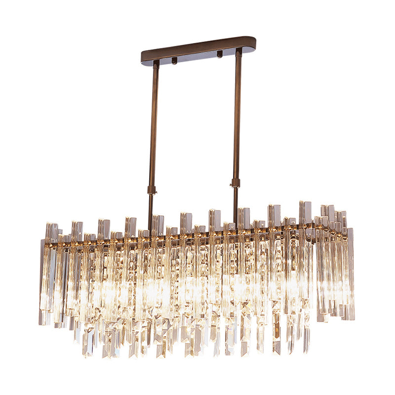 Rectangular Hanging Light Fixture Modern Crystal Block 5 Lights Chrome Chandelier Light for Dining Room Clearhalo 'Ceiling Lights' 'Island Lights' Lighting' 221396