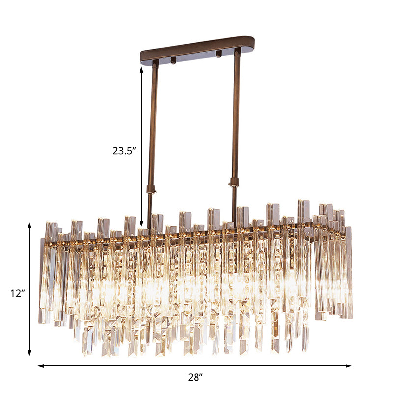 Rectangular Hanging Light Fixture Modern Crystal Block 5 Lights Chrome Chandelier Light for Dining Room Clearhalo 'Ceiling Lights' 'Island Lights' Lighting' 221397