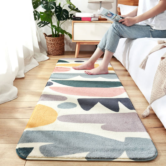 Trendy Plant Pattern Rug Multi-Color Lamb Wool Indoor Rug Anti-Slip Backing Easy Care Carpet for Decoration Light Blue Clearhalo 'Area Rug' 'Modern' 'Rugs' Rug' 2214008