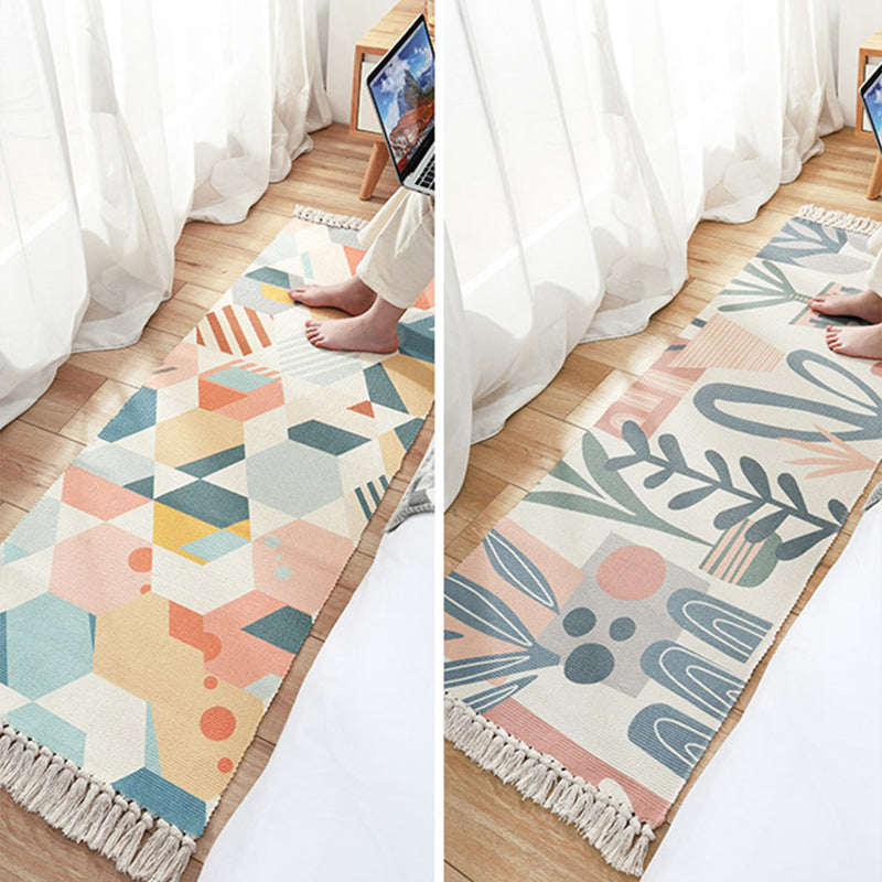 Modern Kids Bedroom Rug Multi Color Plant Printed Carpet Non-Slip Backing Handmade Indoor Rug Clearhalo 'Area Rug' 'Modern' 'Rugs' Rug' 2214020