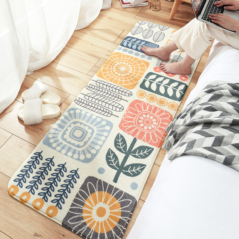 Multi Color Scandinavian Rug Polyster Plant Printed Area Carpet Pet Friendly  Easy Care Area Rug for Bedroom - Clearhalo