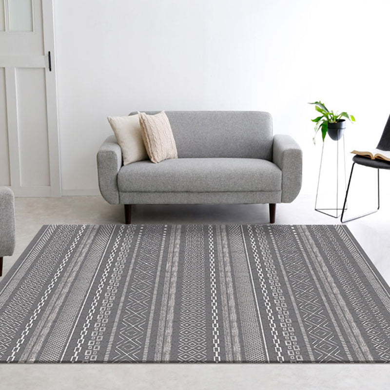 Ethnic Geometric Printed Rug Multi Colored Cotton Blend Indoor Rug Pet Friendly Easy Care Area Carpet for Living Room Dark Gray Clearhalo 'Area Rug' 'Moroccan' 'Rugs' Rug' 2214158