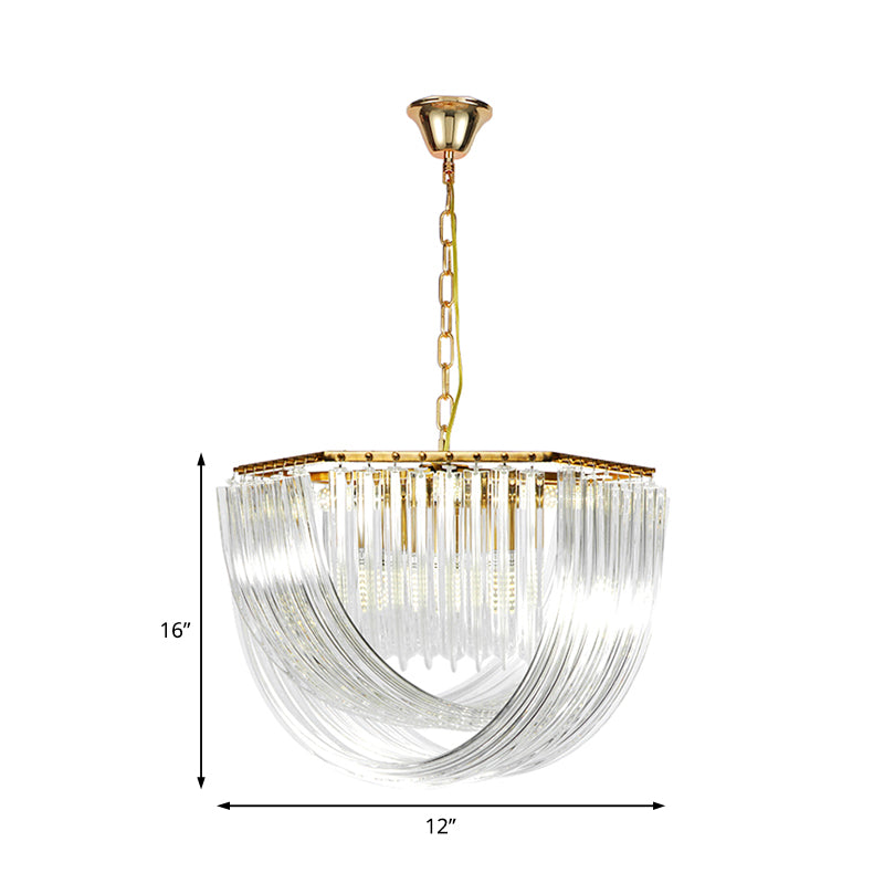 Hexagon Chandelier Light Contemporary Sleek Contoured Crystal 4 Lights Gold Ceiling Light, 12"/19.5" Wide Clearhalo 'Ceiling Lights' 'Chandeliers' 'Modern Chandeliers' 'Modern' Lighting' 221418