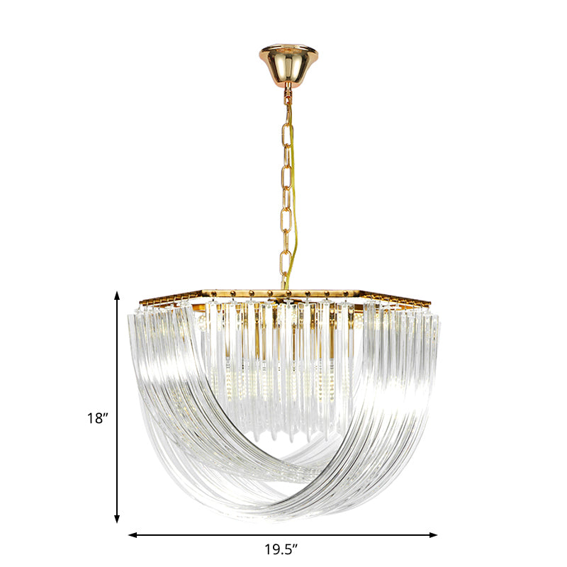 Hexagon Chandelier Light Contemporary Sleek Contoured Crystal 4 Lights Gold Ceiling Light, 12"/19.5" Wide Clearhalo 'Ceiling Lights' 'Chandeliers' 'Modern Chandeliers' 'Modern' Lighting' 221419