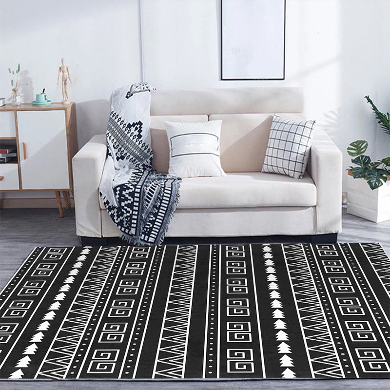 Southwestern Living Room Rug Multi-Color Geo Patterned Carpet Anti-Slip Pet Friendly Washable Indoor Rug Black Clearhalo 'Area Rug' 'Bohemian' 'Rugs' Rug' 2214191