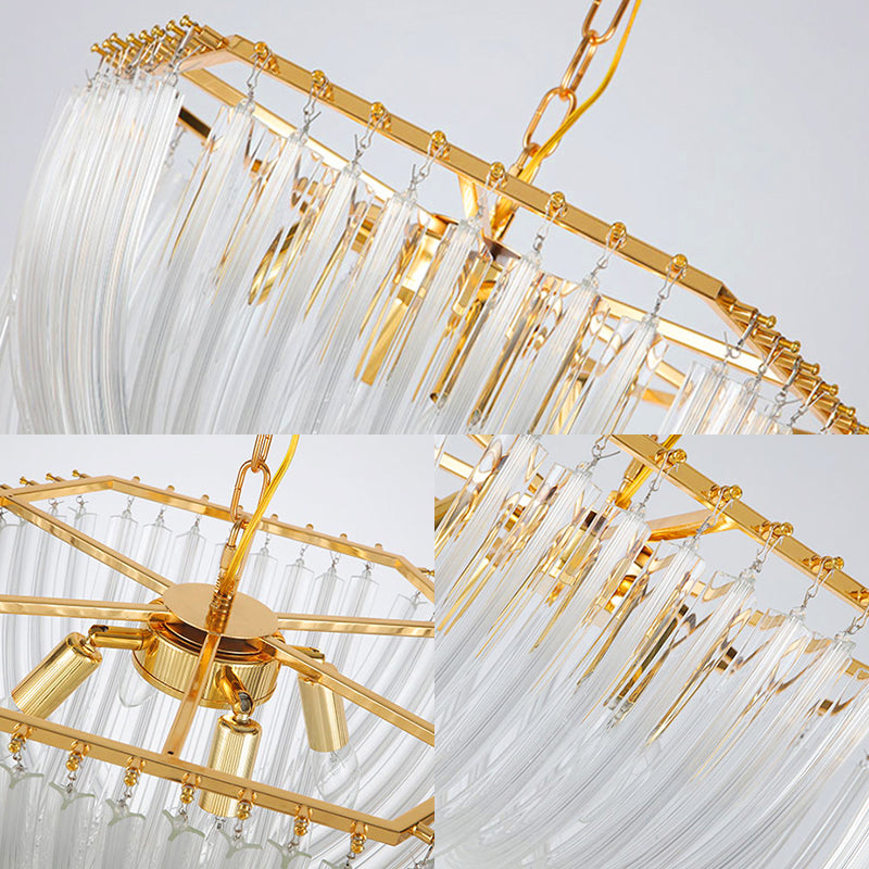 Hexagon Chandelier Light Contemporary Sleek Contoured Crystal 4 Lights Gold Ceiling Light, 12"/19.5" Wide Clearhalo 'Ceiling Lights' 'Chandeliers' 'Modern Chandeliers' 'Modern' Lighting' 221420