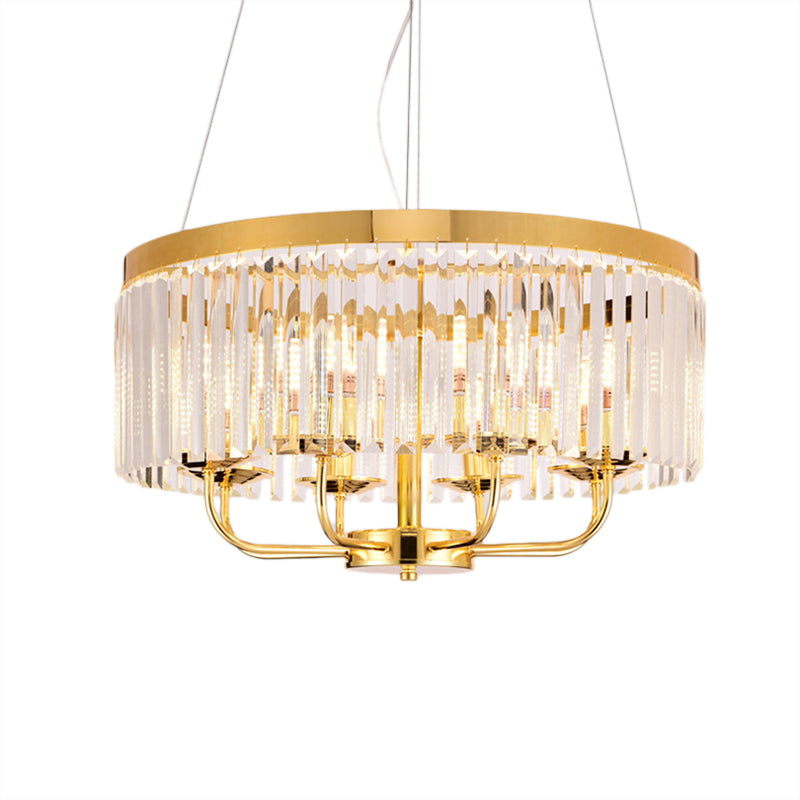 Gold Round Chandelier Light Modern 6/8/12 Lights Rectangular-Cut Crystal Ceiling Light, 18"/31.5" Wide Clearhalo 'Ceiling Lights' 'Chandeliers' 'Modern Chandeliers' 'Modern' Lighting' 221429