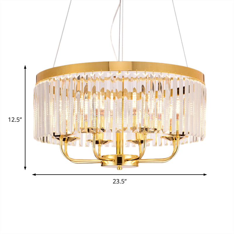 Gold Round Chandelier Light Modern 6/8/12 Lights Rectangular-Cut Crystal Ceiling Light, 18"/31.5" Wide Clearhalo 'Ceiling Lights' 'Chandeliers' 'Modern Chandeliers' 'Modern' Lighting' 221430