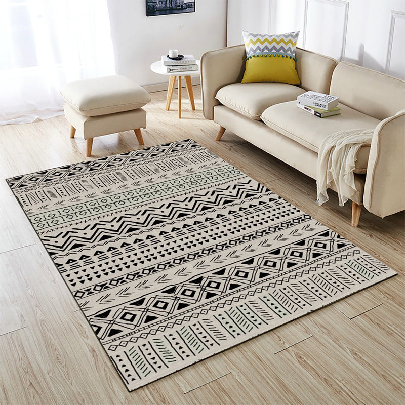 Multi-Colored Room Rug Western Geometric Pattern Area Rug Polypropylene Anti-Slip Backing Pet Friendly Washable Carpet Black Clearhalo 'Area Rug' 'Bohemian' 'Moroccan' 'Rugs' Rug' 2214304