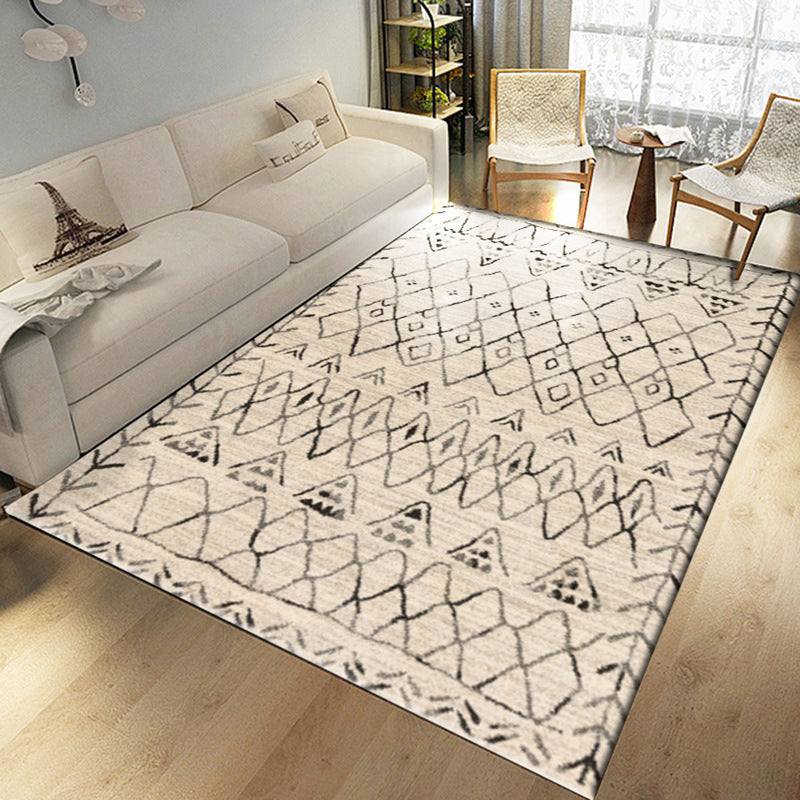 Multi-Colored Room Rug Western Geometric Pattern Area Rug Polypropylene Anti-Slip Backing Pet Friendly Washable Carpet Cream Gray Clearhalo 'Area Rug' 'Bohemian' 'Moroccan' 'Rugs' Rug' 2214306