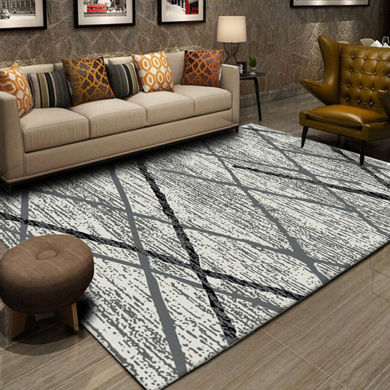 Multi-Colored Room Rug Western Geometric Pattern Area Rug Polypropylene Anti-Slip Backing Pet Friendly Washable Carpet Dark Gray-Black Clearhalo 'Area Rug' 'Bohemian' 'Moroccan' 'Rugs' Rug' 2214314