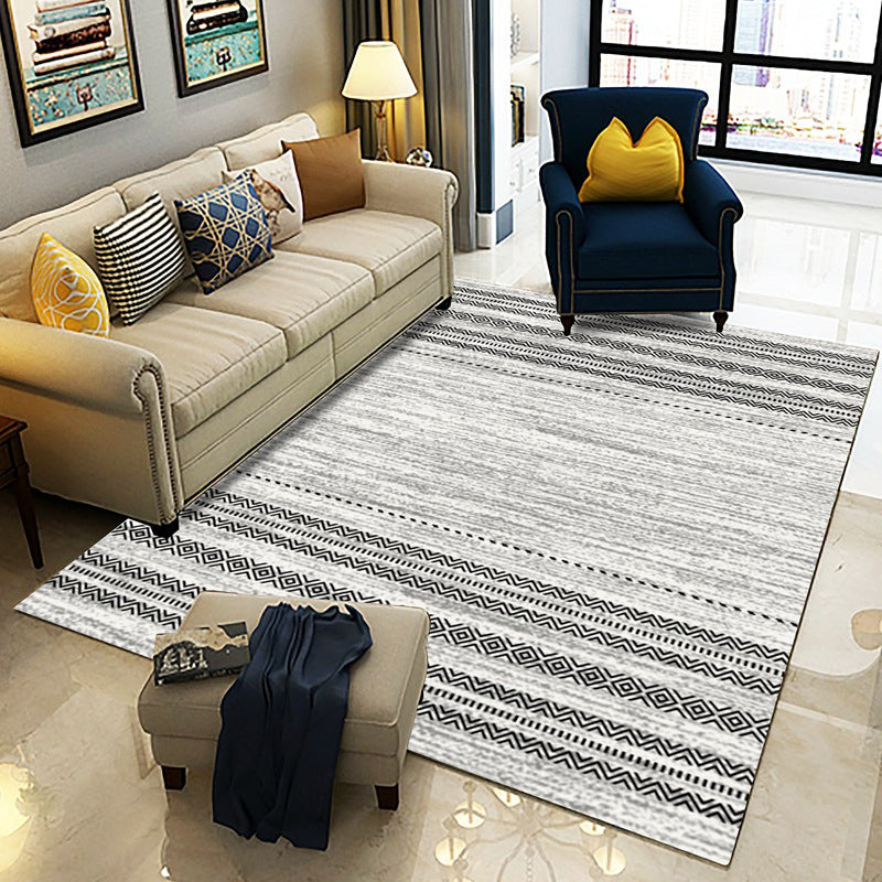 Multi-Colored Room Rug Western Geometric Pattern Area Rug Polypropylene Anti-Slip Backing Pet Friendly Washable Carpet Silver Gray Clearhalo 'Area Rug' 'Bohemian' 'Moroccan' 'Rugs' Rug' 2214320