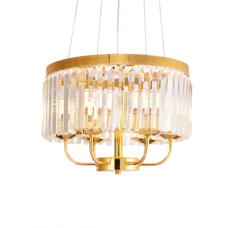 Gold Round Chandelier Light Modern 6/8/12 Lights Rectangular-Cut Crystal Ceiling Light, 18"/31.5" Wide Clearhalo 'Ceiling Lights' 'Chandeliers' 'Modern Chandeliers' 'Modern' Lighting' 221433