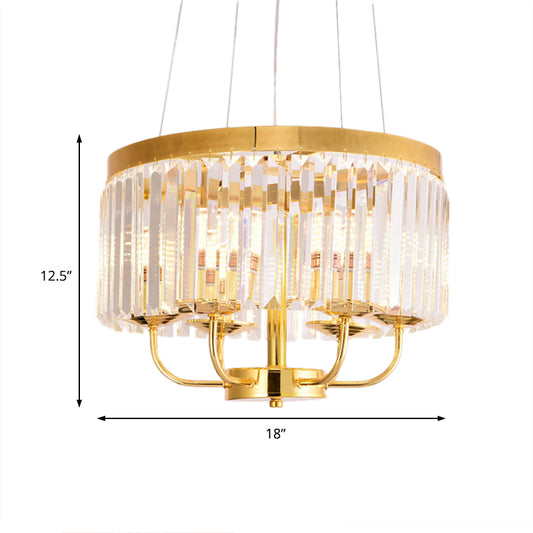 Gold Round Chandelier Light Modern 6/8/12 Lights Rectangular-Cut Crystal Ceiling Light, 18"/31.5" Wide Clearhalo 'Ceiling Lights' 'Chandeliers' 'Modern Chandeliers' 'Modern' Lighting' 221434