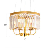 Gold Round Chandelier Light Modern 6/8/12 Lights Rectangular-Cut Crystal Ceiling Light, 18"/31.5" Wide Clearhalo 'Ceiling Lights' 'Chandeliers' 'Modern Chandeliers' 'Modern' Lighting' 221434