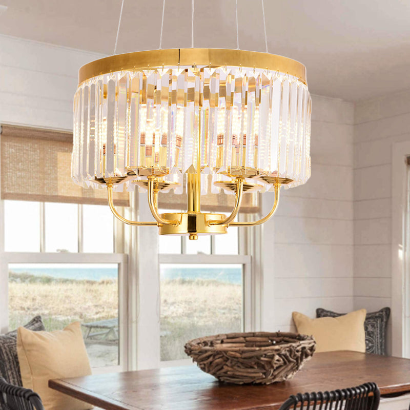 Gold Round Chandelier Light Modern 6/8/12 Lights Rectangular-Cut Crystal Ceiling Light, 18"/31.5" Wide Clearhalo 'Ceiling Lights' 'Chandeliers' 'Modern Chandeliers' 'Modern' Lighting' 221435