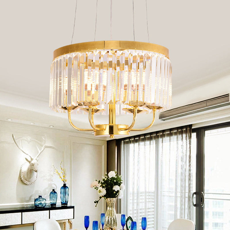 Gold Round Chandelier Light Modern 6/8/12 Lights Rectangular-Cut Crystal Ceiling Light, 18"/31.5" Wide Gold 18" Clearhalo 'Ceiling Lights' 'Chandeliers' 'Modern Chandeliers' 'Modern' Lighting' 221436