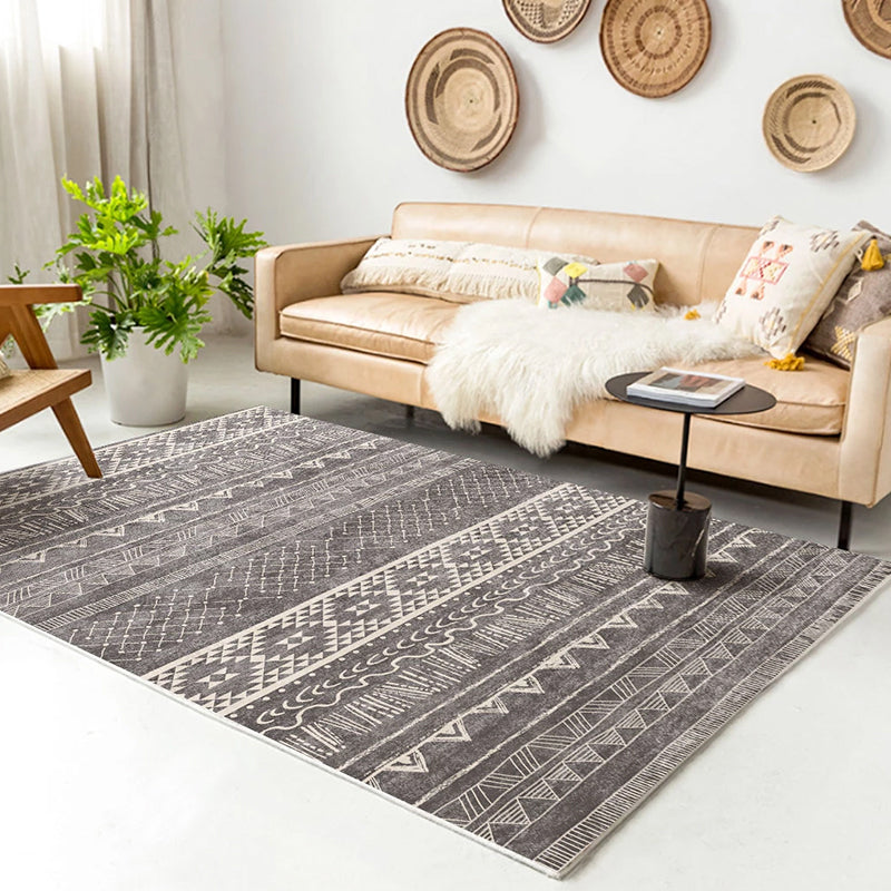 Simple Boho Rug Multi Color Geo Printed Area Rug Pet Friendly Washable Anti-Slip Backing Carpet for Room Dark Gray Clearhalo 'Area Rug' 'Bohemian' 'Rugs' Rug' 2214433