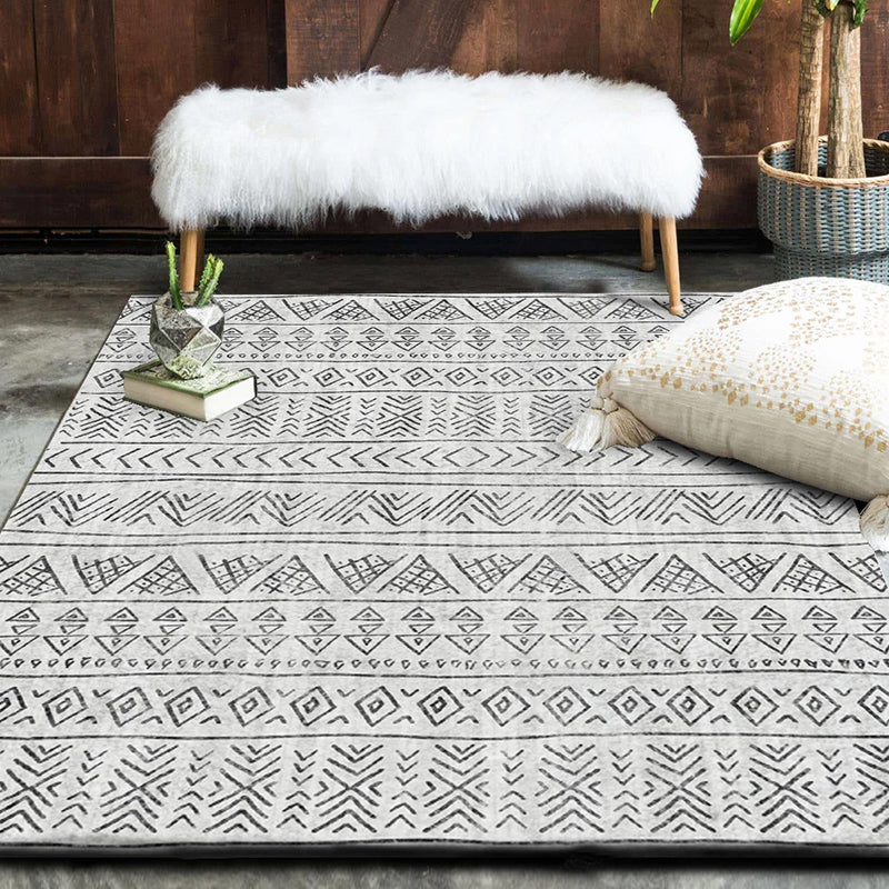 Simple Boho Rug Multi Color Geo Printed Area Rug Pet Friendly Washable Anti-Slip Backing Carpet for Room Matte Black Clearhalo 'Area Rug' 'Bohemian' 'Rugs' Rug' 2214436