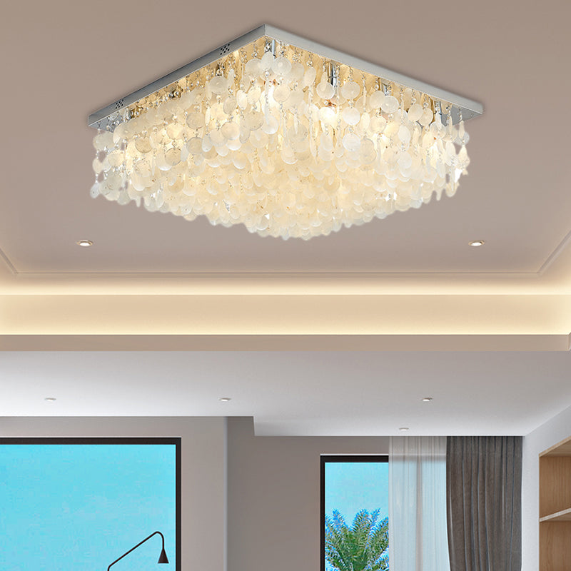 Square Flush Mount Light Modern Crystal LED Chrome Ceiling Light Fixture for Bedroom, 16"/19.5"/23.5" Wide Clearhalo 'Ceiling Lights' 'Close To Ceiling Lights' 'Close to ceiling' 'Flush mount' Lighting' 221447