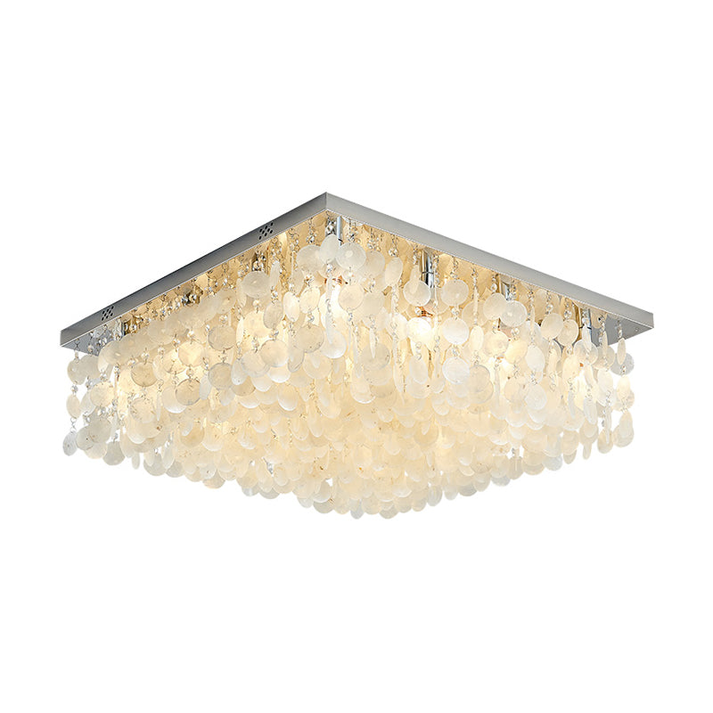 Square Flush Mount Light Modern Crystal LED Chrome Ceiling Light Fixture for Bedroom, 16"/19.5"/23.5" Wide Clearhalo 'Ceiling Lights' 'Close To Ceiling Lights' 'Close to ceiling' 'Flush mount' Lighting' 221453