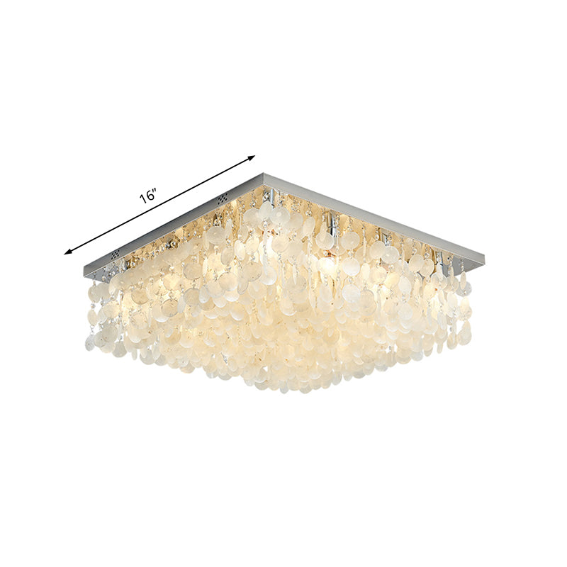 Square Flush Mount Light Modern Crystal LED Chrome Ceiling Light Fixture for Bedroom, 16"/19.5"/23.5" Wide Clearhalo 'Ceiling Lights' 'Close To Ceiling Lights' 'Close to ceiling' 'Flush mount' Lighting' 221454