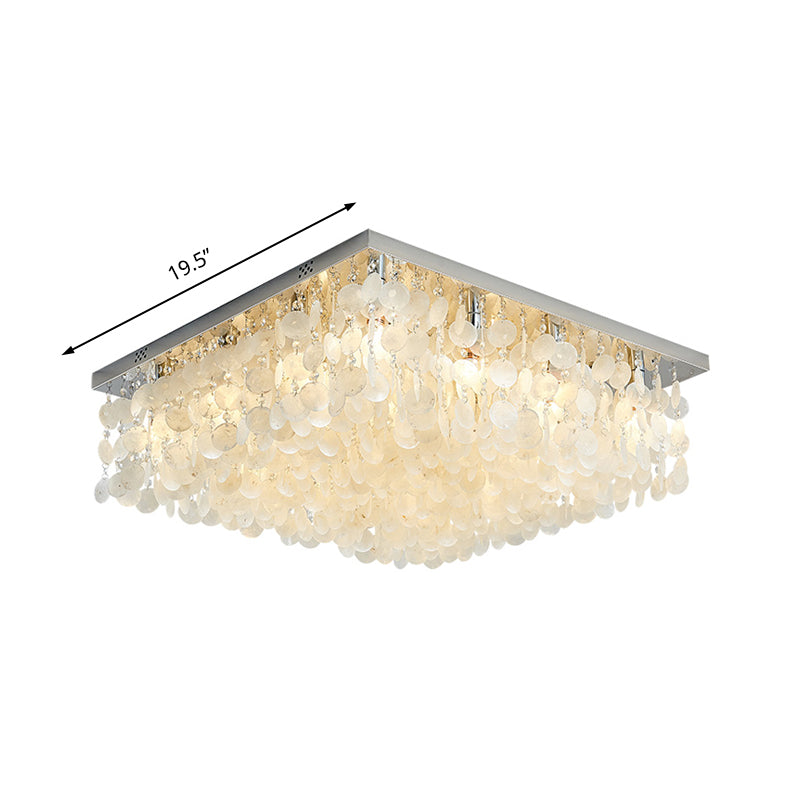 Square Flush Mount Light Modern Crystal LED Chrome Ceiling Light Fixture for Bedroom, 16"/19.5"/23.5" Wide Clearhalo 'Ceiling Lights' 'Close To Ceiling Lights' 'Close to ceiling' 'Flush mount' Lighting' 221455