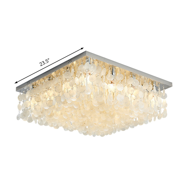 Square Flush Mount Light Modern Crystal LED Chrome Ceiling Light Fixture for Bedroom, 16"/19.5"/23.5" Wide Clearhalo 'Ceiling Lights' 'Close To Ceiling Lights' 'Close to ceiling' 'Flush mount' Lighting' 221456