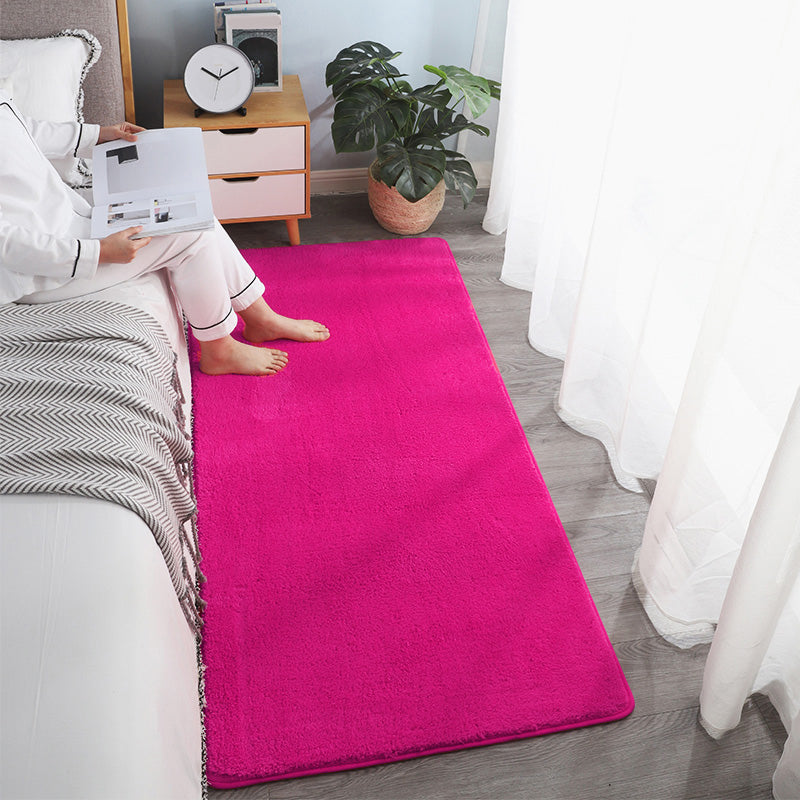 Southwestern Solid Color Rug Multi-Colored Lamb Wool Area Rug Non-Slip Backing Machine Washable Carpet for Bedroom Rose Red Clearhalo 'Area Rug' 'Casual' 'Rugs' Rug' 2214598