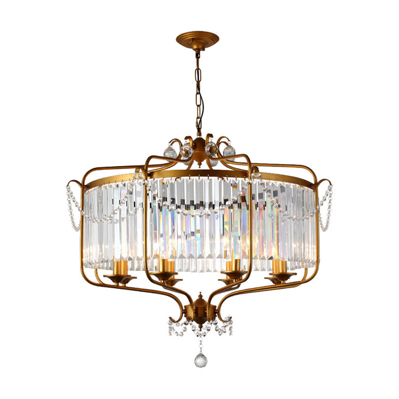 Rectangular-Cut Crystal Lantern Chandelier Light Postmodern 8 Lights Gold/Black Hanging Light for Living Room Clearhalo 'Ceiling Lights' 'Chandeliers' Lighting' options 221461