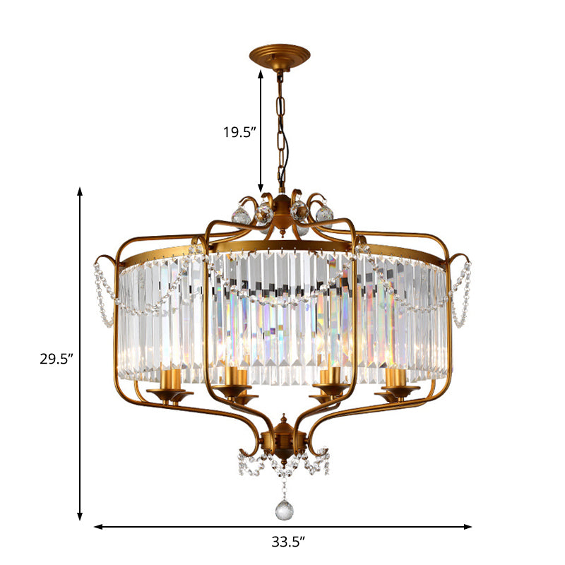 Rectangular-Cut Crystal Lantern Chandelier Light Postmodern 8 Lights Gold/Black Hanging Light for Living Room Clearhalo 'Ceiling Lights' 'Chandeliers' Lighting' options 221462