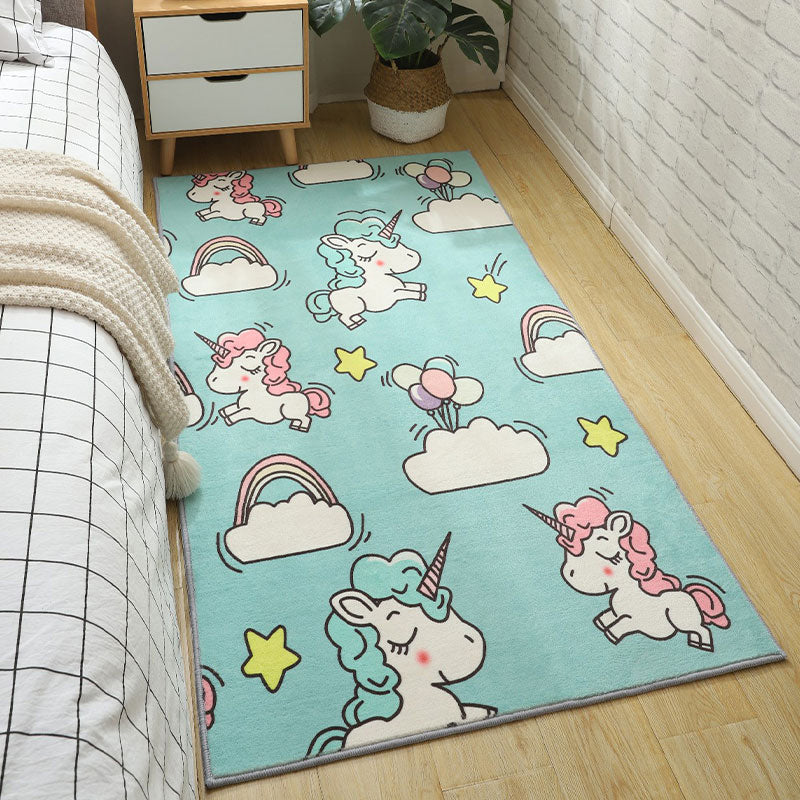 Multi-Color Cartoon Animal Rug Synthetics Cute Indoor Rug Pet Friendly Washable Non-Slip Area Carpet for Kids Room Lake Blue Clearhalo 'Area Rug' 'Rug' 2214655