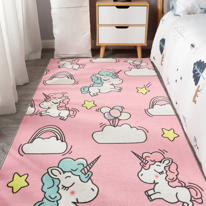 Multi-Color Cartoon Animal Rug Synthetics Cute Indoor Rug Pet Friendly Washable Non-Slip Area Carpet for Kids Room Pink Clearhalo 'Area Rug' 'Rug' 2214660