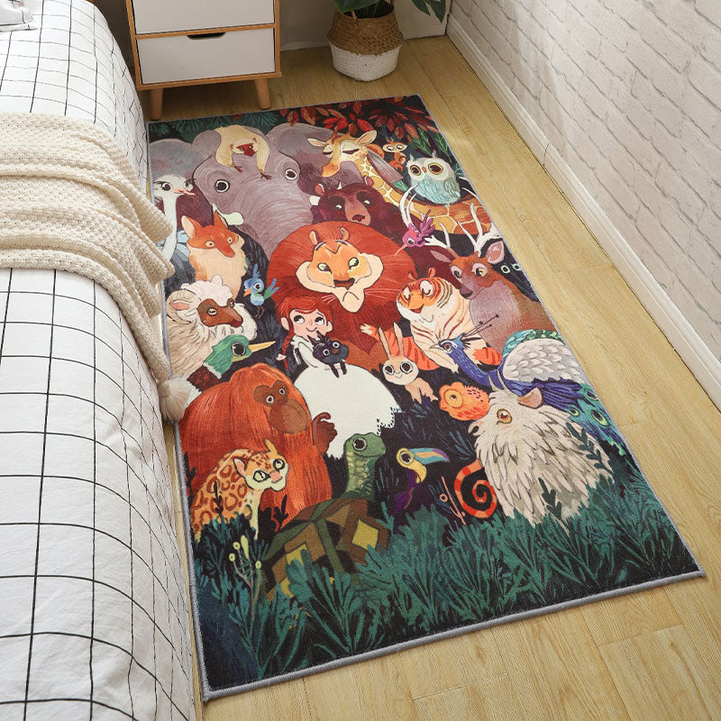 Multi-Color Cartoon Animal Rug Synthetics Cute Indoor Rug Pet Friendly Washable Non-Slip Area Carpet for Kids Room Turquoise Clearhalo 'Area Rug' 'Rug' 2214665