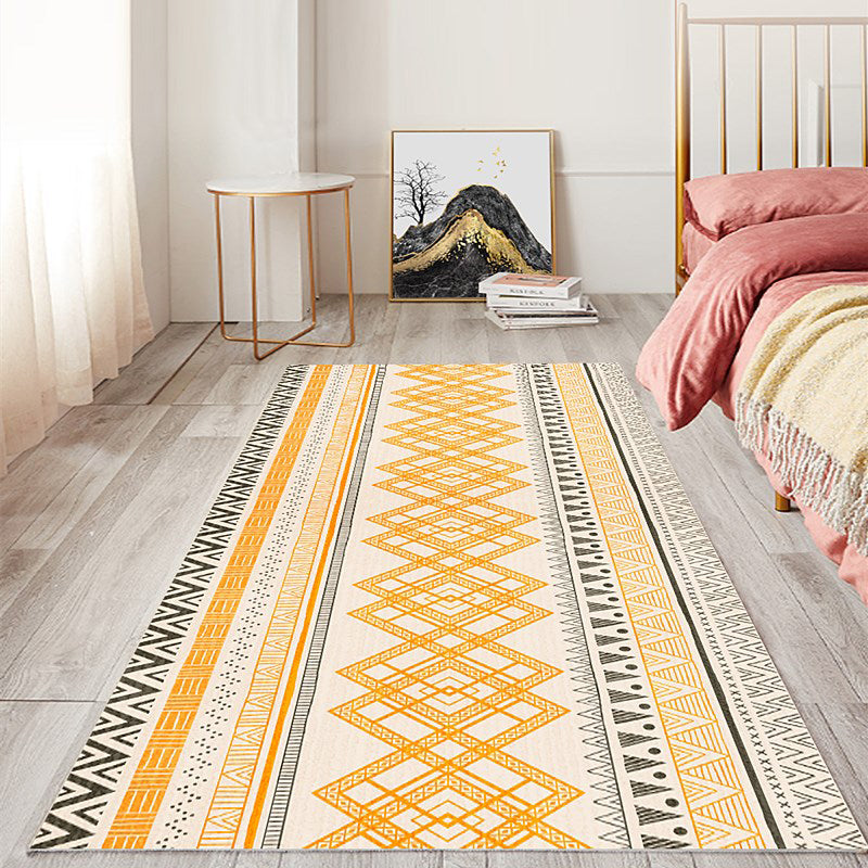 Multi Colored Moroccan Rug Polyster Geometric Print Carpet Easy Care Machine Washable Indoor Rug for Decor Yellow Clearhalo 'Area Rug' 'Moroccan' 'Rugs' Rug' 2214751